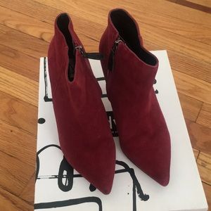 2 1/2” red suede booties